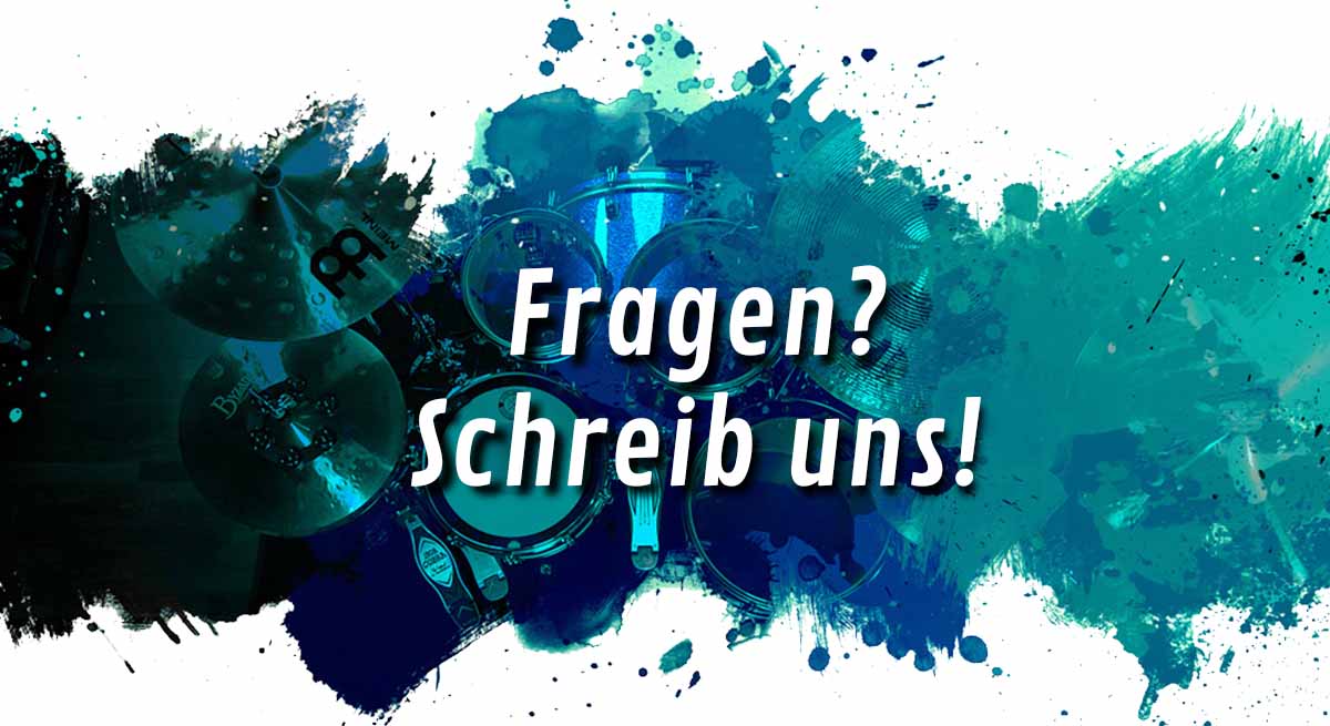 Banner mit Text: Fragen? Schreib uns!